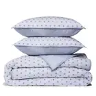 SKY SCALLOPED REVERSIBLE KING COVERLET BLANKET QUILT SHAMS 3pc. SET WHITE BLUE
