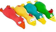 4 Pcs Latex Squeaky Chicken Dog Toy, Screaming Rubber Colored Chicken Toys for Small Dogs and Puppies (6.5 inch Multi Color)