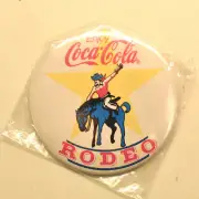 Vintage 3" Enjoy Coca Cola Rodeo Coke Pinback Pin Button