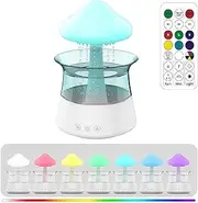 Rain Cloud Humidifier with Remote Control, 7 Changing Colors Essential Oil Aroma Diffuser Aromatherapy Cloud Diffuser, Desktop Fountain Water Drop Sound for Home Office (White)