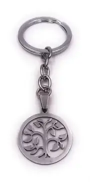 Tree of Life Tree Plant IN Circle Silver Keychain Pendant