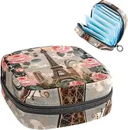 Period Bag,Sanitary Napkin Storage Bag,Eiffel Towerparis Postcard,Tampon Bag for Purse