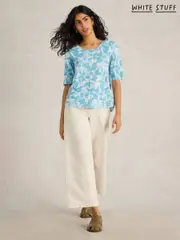 White Stuff Blue Cotton Weaver Jersey T-Shirt (F66940) | $104