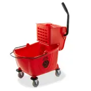 Commercial Mop Bucket & Side Press Wringer - 26 Quart Red