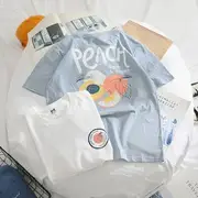 Short-Sleeve Peach Print T-Shirt White - S