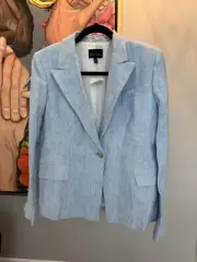 Judith And Charles Sky Blue Fitted Linen Blazer Size 12
