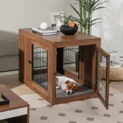 CostwayFurniture Dog Crate with Cushion & Double Mesh Doors for Indoor