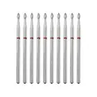 10 Pcs Nail Drill Bit Set for Acrylic Nails 3/32 Inch Emery 44.1mm Length Red