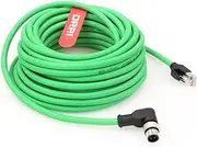 DRRI Right Angle M12 4pin D-Code Male to RJ45 Waterproof Ethernet Shielded Cat5E Cable for Industrial Ethernet Applications