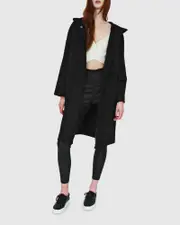 [Belle & Bloom] Sunday Morning Wool Blend Hooded Coat - Black