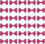 sourcing map 100 Pcs Rose Red White Dot Polka Dot Ribbon Bow Ties 1.5" x 1" Mini Bowknot for Crafting Little Satin Bows Bulk for DIY Sewing Scrapbooking Wedding Gift Present Home Decoration