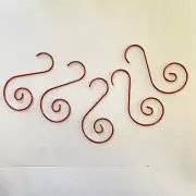 Spiral Wire Ornament Hooks 2" Christmas Tree 40 Hangers Red Color Holiday