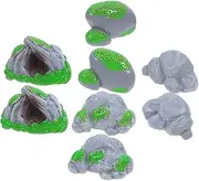 SEWOART DIY Micro Landscape Garden Decor 8pcs Artificial Resin Moss Rocks Miniature Garden Figurines