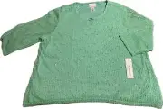 Alfred Dunner 3X popcorn knit sequin pullover top with keyhole opening NWT
