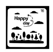 Happy day Trees Clouds Drawing Art Painting Card Craft 5" Template Stencil