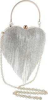 [TINEASUR] Heart Shaped Evening Bag with Detachable Chain Elegant Women Purse for Weddings and Parties Sparkling Embellishments Versatile Handbag for Formal and Casual Occasions