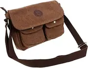 [PACKOVE] 1Pc Stylish Vintage Canvas Shoulder Bag for Men Casual Messenger Pouch Durable and Practical for Work Business Office and Travel Any Occasion