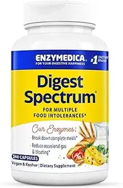 Enzymedica, Digest Spectrum, Dietary Supplement to Support Digestive Relief from Food Intolerances, Vegan, Gluten Free, Non-GMO, 240 Capsules (120 Servings)