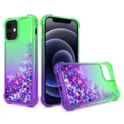 Reiko Shiny Flowing Glitter Liquid Bumper Case for Apple iPhone 12 Mini in Green