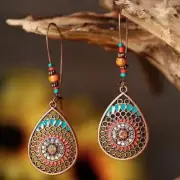 2.5” Bronze-tone Earring Boho Bead Set Dangle Drop Hook New Free Ship 148