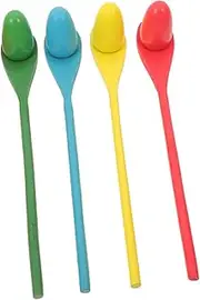 Happyyami 4 Sets Children's Balance Toys Egg Spoon Race Game Set with Ball Outdoor Interactive Toys Egg and Spoon Race Game Set for Kids Family Activity Holiday Outdoor Toy