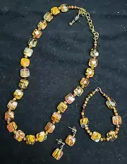 Necklace Bracelet &Earring SET Australian Mookaite Jasper &Tiger Eye Handcrafted