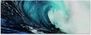 Blue Wave 2 Frameless Free Floating Tempered Glass Panel Graphic Wall Art, 24" X