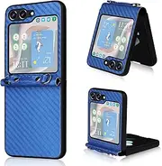 Compatible with Samsung Galaxy Z Flip5 Cover,Compatible with Samsung Galaxy Z Flip5 5G SM-F731 Shockproof PU Leather Slim Fit Case Blue
