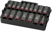 16pce SHOCKWAVE 1/2" Drive Metric Deep Impact Socket Tray Set