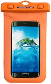 Seaquatix Waterproof Phone Pouch, Sand Resistant Underwater Dry Bag Case with Lanyard, Cell Phone Water Proof Holder for Samsung, Galaxy, iPhone, Pouch for Beach, Boat, and Swimming - Orange