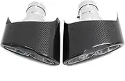 1 Pair Stainless Steel Carbon Fiber Exhaust Muffler Compatible For Audi A4 A5 A6 A7 RS4 RS5 RS6 RS7 Tail Tip Tipe Throat Car Accessories S(Style B Without logo)