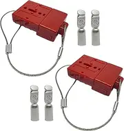 Blue Bar Industries 50A Connectors 2 Pcs, 6AWG to 8AWG Battery Quick Connect Disconnect 12V-24V, SB50 Anderson Plugs Compatible for Trailer 4WD Trucks RV Forklifts, with PC Wire Harness Cover, Red