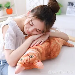 日本3D仿真貓咪抱枕毛絨玩具貓型玩偶長條枕頭可愛少女心生日禮物