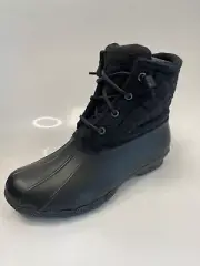 Sperry top Sider Quilted Wool Saltwater Women Black Ankle Boot Size 8 1/2 Wide.