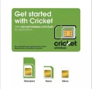 Cricket SIM Card BYOP 3 in 1 Standard / Micro/ Nano Sizes triple cut NEW