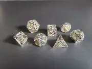 D&D/Pathfinder Hollow Metal Dragon Dice - Slv/Gld RPG Dungeons & Dragons SGD2