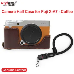 Pu 皮革半殼適用於 Fuji Fujifilm XA7 X-A7 相機保護殼適用於富士相機蓋包 + 錶帶底座打開電池