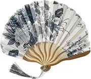 [STKARCV] 1PCS Chinese Style Women's Silk Cloth Folding Summer Cooling Creative Fan Dance(3)