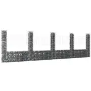 vidaXL U-shape Gabion Basket with 5 Posts Iron 500x20x150 cm 2BB