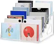 7-Tier CD Rack, Clear Acrylic CD Storage, Stacking Organizer, Desktop Organizer, Display Stand for Records, Albums, Business Cards and Stickers, Suitable for Home, Office, Store Display