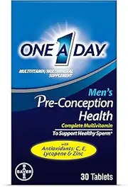 One A Day Men's Pre-Conception Health Multivitamin to Support Healthy, Supplement for Men with Vitamin C, Vitamin E, Selenium, Zinc, and Lycopene, 30 Count