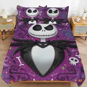 a1302 The Nightmare Before Christmas Duvet Cover Set, 3 Piece Bedding Set 86x70" Double Sided Printing Decorative Comforter Cover Set (1 Duvet Cover +