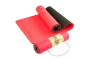 Powertrain TPE Yoga Exercise Mat Home Gym Pilates Fitness 8mm Thick in Red