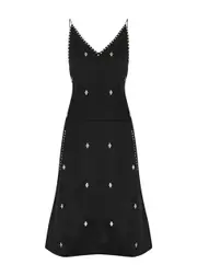 Wales Bonner Honour Stud-embellished Satin Midi Dress - Black - 38 (UK6 / XS) 38 (UK6 / XS)