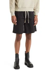 FRAME Cotton Drawstring Shorts in Noir at Nordstrom, Size Large
