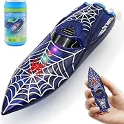 LAFALA Mini Remote Control Boat RC Boat 2.4Ghz 360 Rotating LED Lights bulit-in Rechargeable Battery Swimming Pool Toys Remote Control Boats for Kids 8-12 Years Birthday Gift Spider