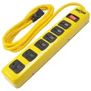 Yellow Heavy Duty Metal Power Strip 6 Outlet 6ft Cord for Workshop and Garage
