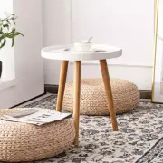 NNECW Round Side Table with Storage Tray and Sturdy Tripod Stand for Living Room