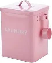 Laundry Detergent Powder Storage Tin Box with Scooper Food Storage Container Canister Farmhouse Room Decor for Pods Capsules Flour Sugar Rice Pink