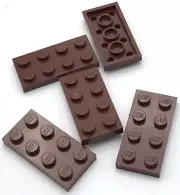Lego 5 New Reddish Brown Plates 2 x 4 Dot Pieces
